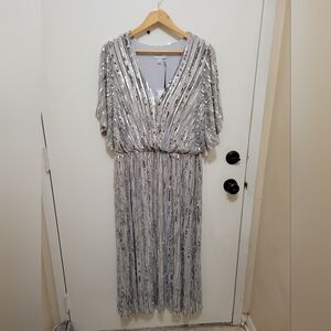 Glamorous Silver Sequin Midi Dress